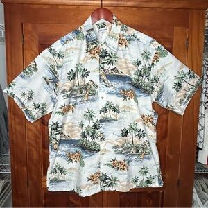 Pierre Cardin Vintage Cotton Button Up Floral Hawaiian Shirt Island Tropical Y2K